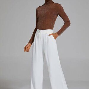 White wide leg trousers